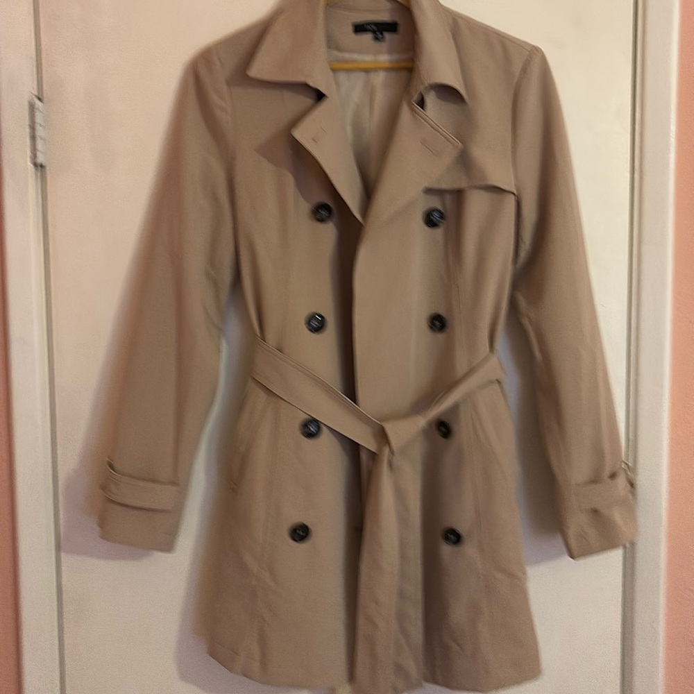 Beige Double-Breasted Women's Coat